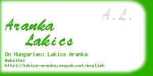 aranka lakics business card